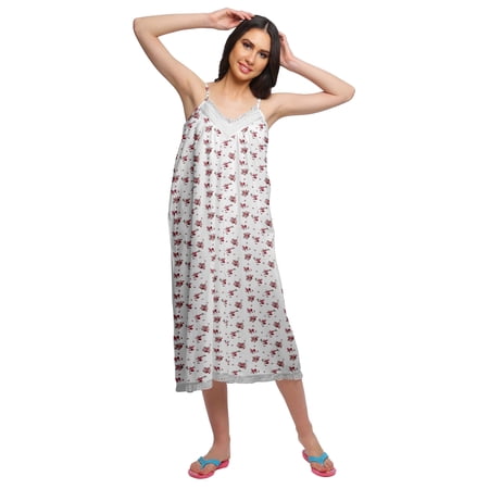 Moomaya WoMen s Sleeveless Nightdress For Ladies Printed Cotton Nightwear