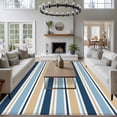 thumbnail image 3 of 6x9 Area Rugs for Living Room, Blue Khaki Striped Non Slip Area Rugs for Kitchen Bedroom Entryway, Farmhouse Stripes Washable Carpet Runner Rug Floor Mats for Bedroom Home Decor Modern Abstract Art, 3 of 9