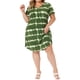 thumbnail image 2 of VESTIDO DE TALLA GRANDE GRACE & GRANDEUR Vestido de Mujer con Rayas Tie Dye Escote en V Manga Corta Casual de Verano Midi T-shirt 1X Verde, 2 of 6