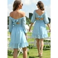 thumbnail image 5 of I2CRAZY Plus Size Mini Dress Square Neck A Line Casual Dress-2XL,Light Blue, 5 of 6