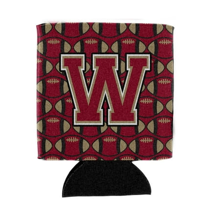 

Carolines Treasures CJ1078-WCC Letter W Football Garnet and Gold Can or Bottle Hugger Can Hugger multicolor