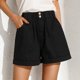 thumbnail image 1 of Puntoco Pantalones cortos de algodón para mujer Pantalones cortos casuales de color sólido de gran tamaño para mujer Pantalones cortos de cintura alta, 1 of 5