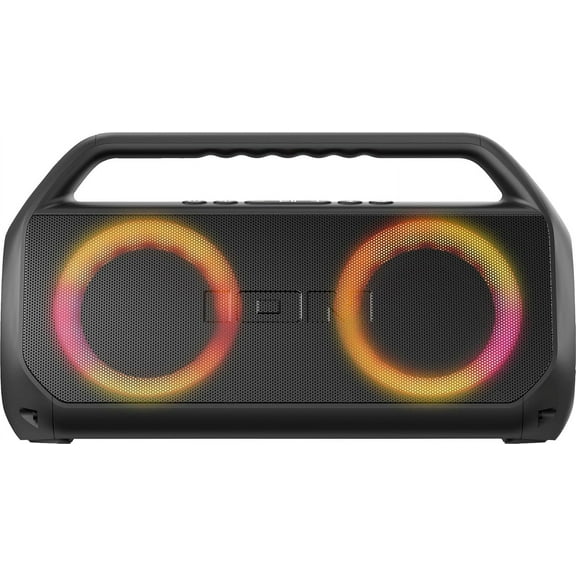 ION Audio - Water-Resistant Bluetooth Stereo Boombox with Lights - Black