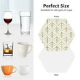 thumbnail image 6 of Pofeuu White And Gold Geometry Print Coasters for Drinks, 4Pack PU Leather Coasters, Bar Drink Coasters for Tabletop Protection, Furniture from Damage-Hexagon, 6 of 6