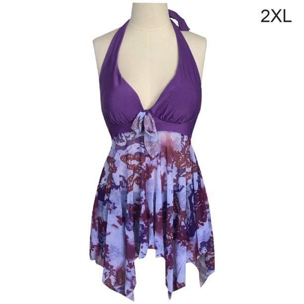sweethay 2021 Sexy traje de baño de una pieza Push Up traje de baño mujer volante ajustable hombro traje de baño traje de baño ropa de baño Traje de baño Púrpura XXL sweethay OD001289-35