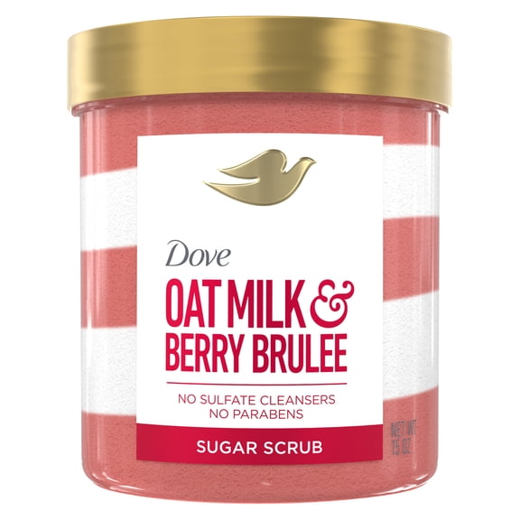 Dove Sugar Body Scrub Oat Milk & Berry Brulee, 15 oz