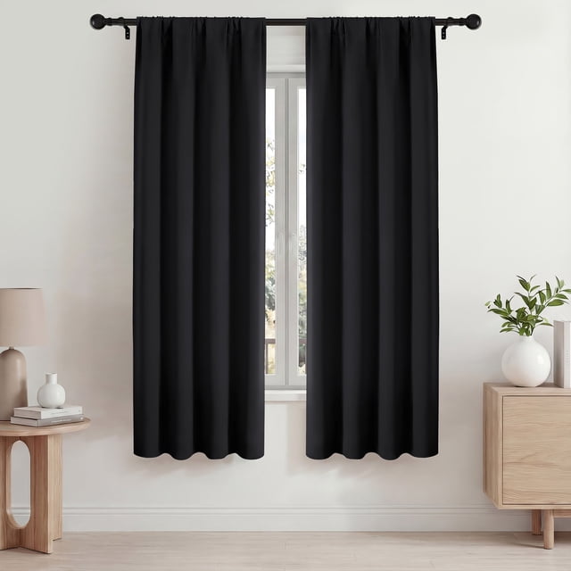 Blackout Cortinas, Cortinas Blackout Térmicas Aislantes 42x72 Pulgadas, Cortinas Oscurecedoras con Bolsillo para Barra para Sala de Estar y Recámara, Paneles de Tratamiento de Ventanas con Reducción
