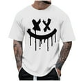 thumbnail image 2 of Yaoyar Summer Fashion Casual Men's Round Neck Graffiti Expression Pattern Printed T-shirt Top White,5XL, 2 of 4