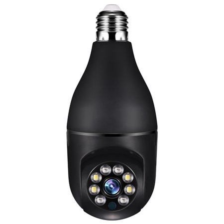 Jahy2Tech 360 Panoramic Wi-Fi IP Camera E27 Light Bulb Wireless 1080P HD Security Camera Night Vision-Black