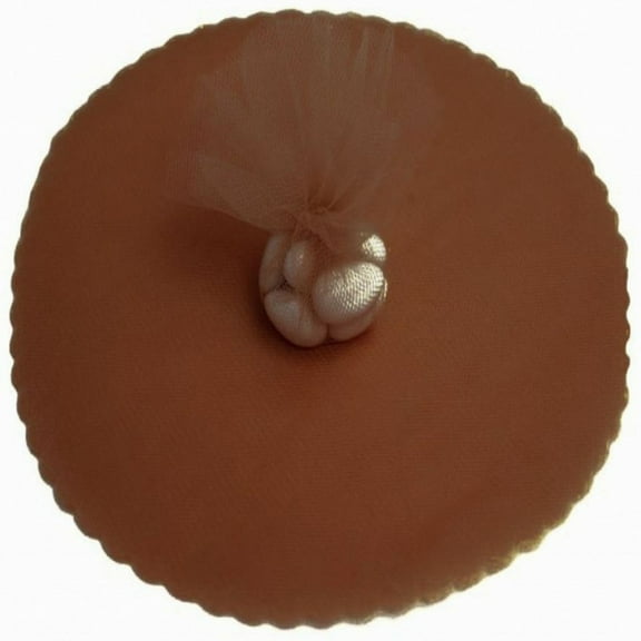 100 Scalloped Tulle Circles 9" Wedding Favor Wrap - Brown