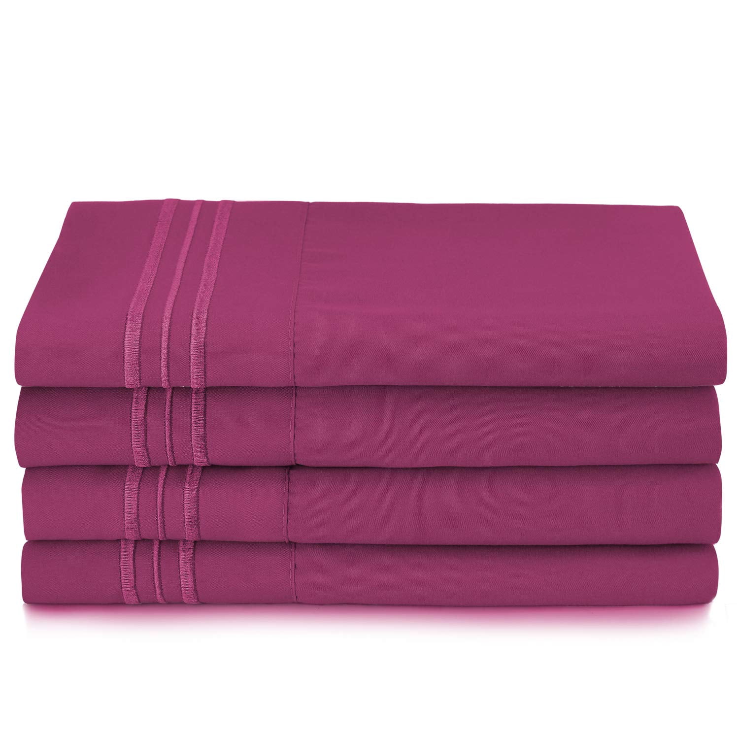 Clara Clark 5 Piece 1800 Microfiber Collection Bed Sheet Set, Deep Pockets Fitted Sheet, Twin, Magenta