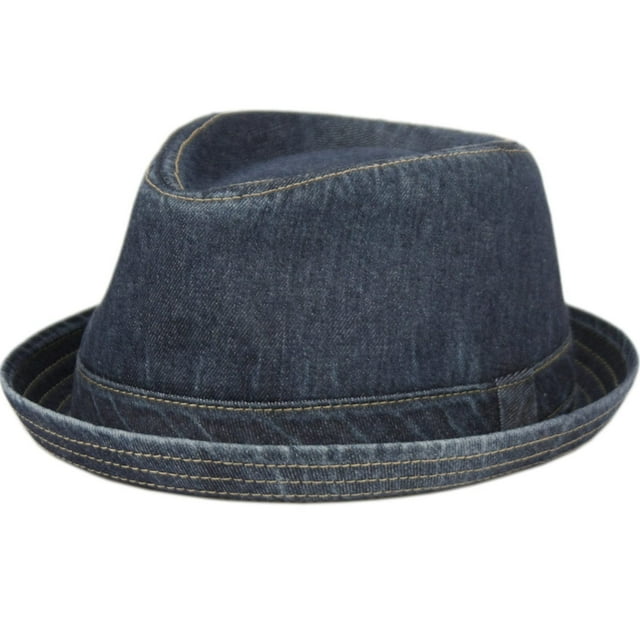 Gorro Fedora EPOCH para hombre, algodón lavado, azul, talla XL