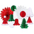 thumbnail image 1 of Abanicos de papel colgantes ZHAOCHENG Navidad color rojo blanco verde panal de abeja decoración 11 unidades, 1 of 4