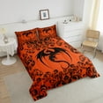 thumbnail image 4 of Damask Dragon Bed Comforter Set Boho Black Orange Gothic Animal Bedding Set Bohemian Exotic Floral Dragon Comforter Set For Adults Retro Victorian Baroque Flower Goth Quilt Set, 4 of 7