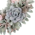 thumbnail image 4 of Northlight Roses and Thistle Wooden Artificial Floral Spring Wreath - 14", 4 of 8
