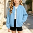 thumbnail image 5 of OGLCCG Girls Bomber Jackets Lightweight Button Down Kids Varsity Jacket School Uniform Baseball Jacket with Pockets 4-15 Years, 5 of 7