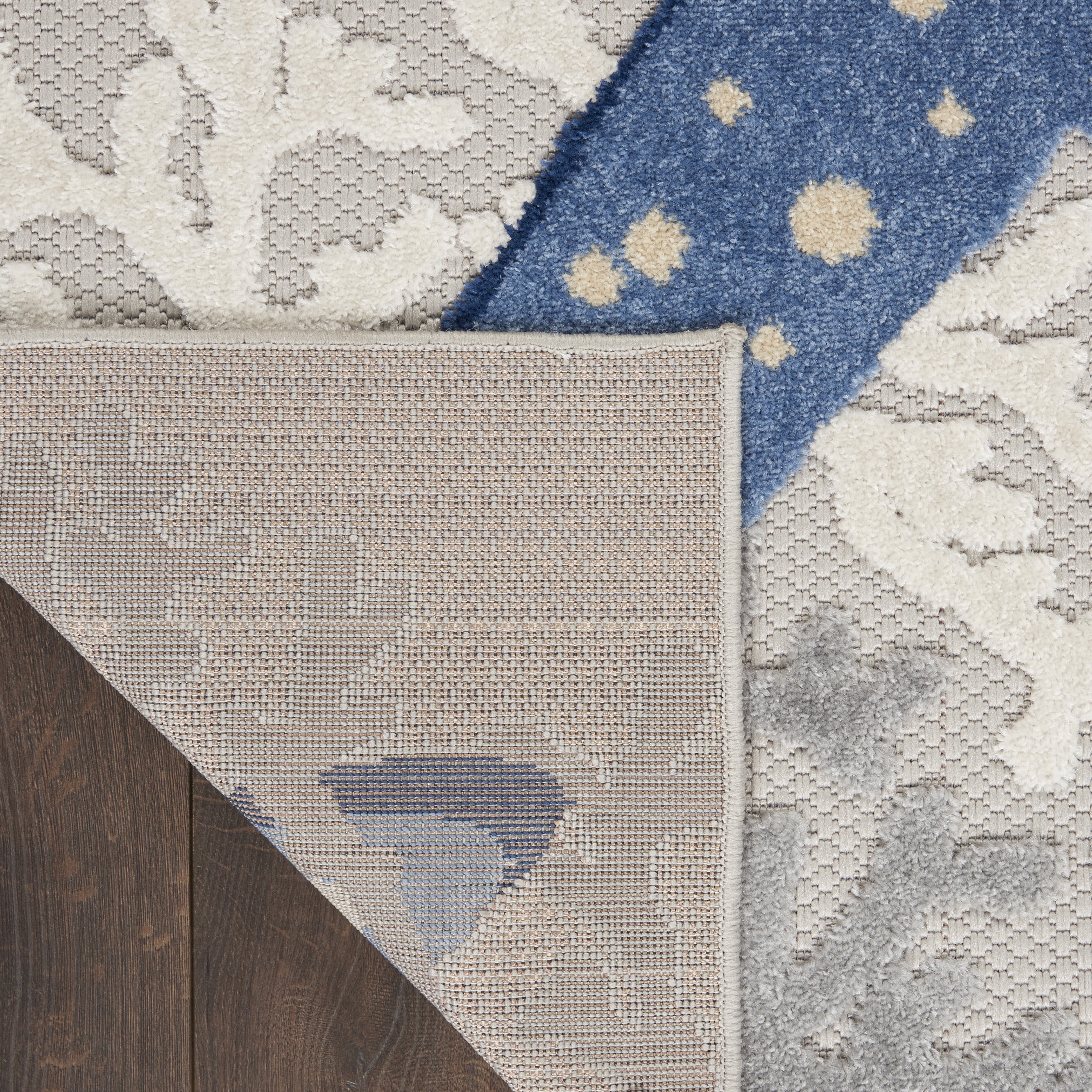 Nourison Aloha Indoor/Outdoor Coastal Tropical Blue/Grey 7' x 10' Area Rug, (7' x 10')