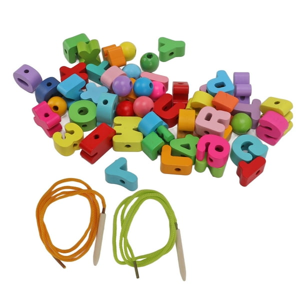 Wooden Alphabet Puzzle51Pcs Alphabet Lacing Beads Alphabet Learning Toys Alphabet Lacing Beads Unrivaled Performance