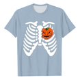 thumbnail image 2 of Tshirts Shirts For Men White Bone Pumpkin Heart Print Novelty Halloween Short Sleeve Crew Neck Tops Casual Loose Mens T-Shirts Sky Blue M, 2 of 3