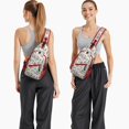 thumbnail image 6 of Sling Backpack,Beige Christmas Winter Scene Pattern Sling Bag with Water Bottle Holder,Waterproof Sling Bag for Men/Women with Headphone Jack for Hiking,Travel, 6 of 6