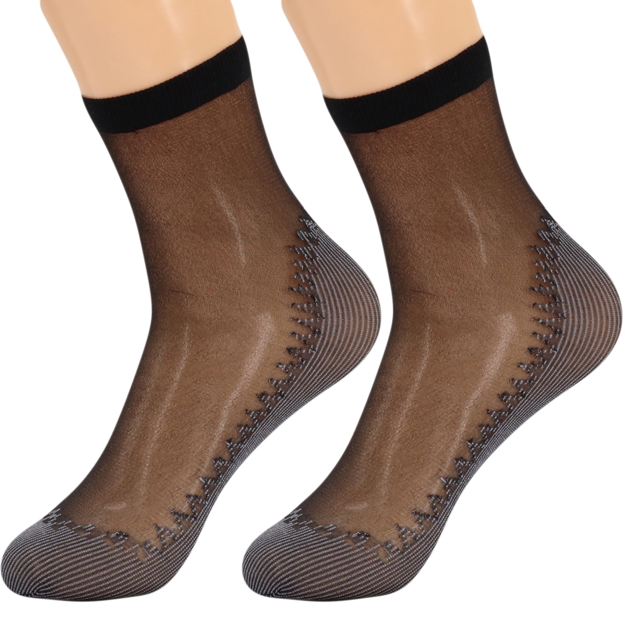 Women's 10-Pack Sheer Ankle Socks - Anti-Slip Cotton Sole & Reinforced Toe, Fits Shoe Size 5-10