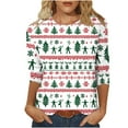 thumbnail image 2 of Women's Christmas 3/4 Sleeve Shirt Plus Size Crewneck Sweatshirt Santa Claus All Over Print Tunic Tops Casual Holiday Party T Shirt, 2 of 4