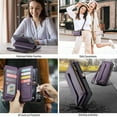 thumbnail image 4 of Solennerer Crossbody Wallet Case Compatible with iPhone 13 Pro Max RFID Blocking 10-Card Holder Soft PU Leather Magnetic Snap Shoulder Strap Zipper Pocket Phone Case, 4 of 9
