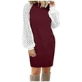 thumbnail image 1 of Moda mujer jersey manga larga otoño patchwork casual 0-cuello sudadera vestido Fridja NMB539, 1 of 6