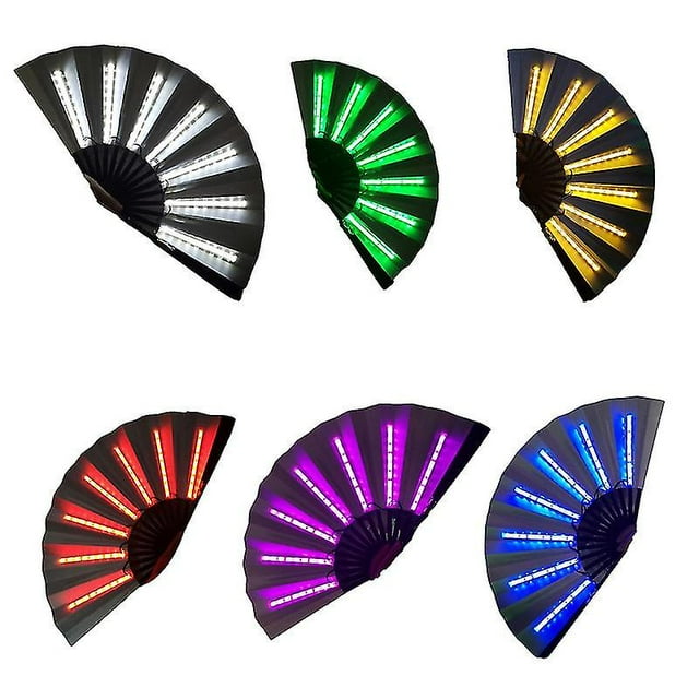 Ventilador Led plegable, iluminación de alto brillo, uso amplio, luces decorativas sin calefacción, ventilador brillante duradero multicolor para Club nocturno