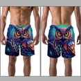thumbnail image 3 of luoweisi Men's Beach Shorts Quick Dry Swim Trunks with Mesh Lining Cartoon Owl XL, 3 of 5