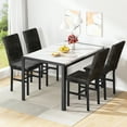 thumbnail image 3 of Stmoze 5 Piece Dining Table Set, Modern Faux Marble Tabletop and 4 Velvet Upholstered Chairs, Rectangle Kitchen Table and Chairs for 4 Persons, Small Dining Set for Bar Dining Room Breakfast, White, 3 of 7