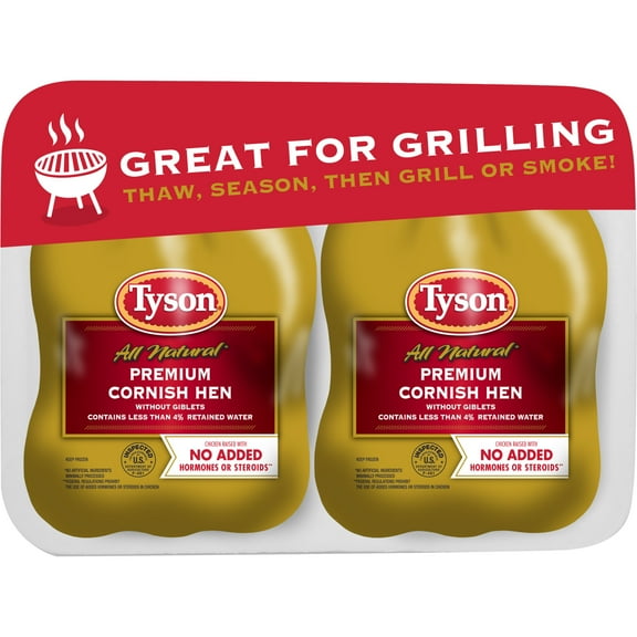 Tyson All Natural Premium Chicken Cornish Hen twin pack, 3.25 lb (Frozen)