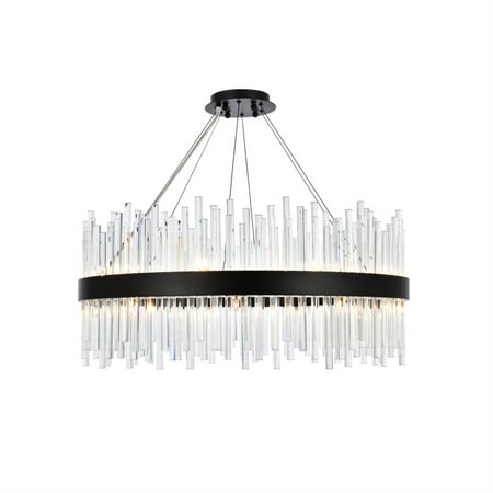 

Dallas 32 inch round crystal pendant in black