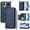 Blue, variant on FOXDOCK forHonor X6cWallet Case with Zipper Pocket & Wrist Strap, PU Leather Flip Cover with Card Slots, Kickstand, Magnetic Closure