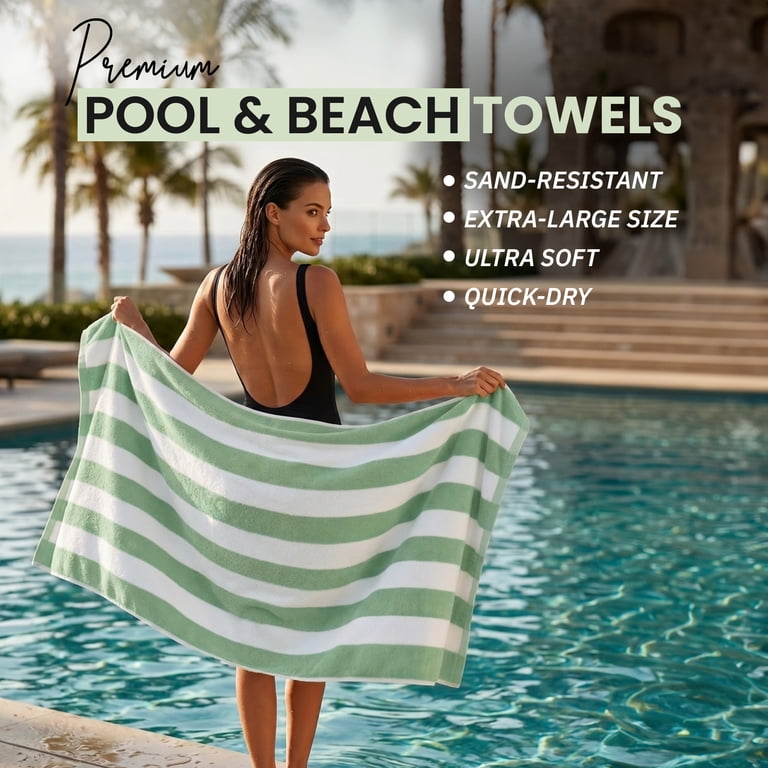 Belem Highly Absorbent Cabana Stripe Large Beach Towels, 100