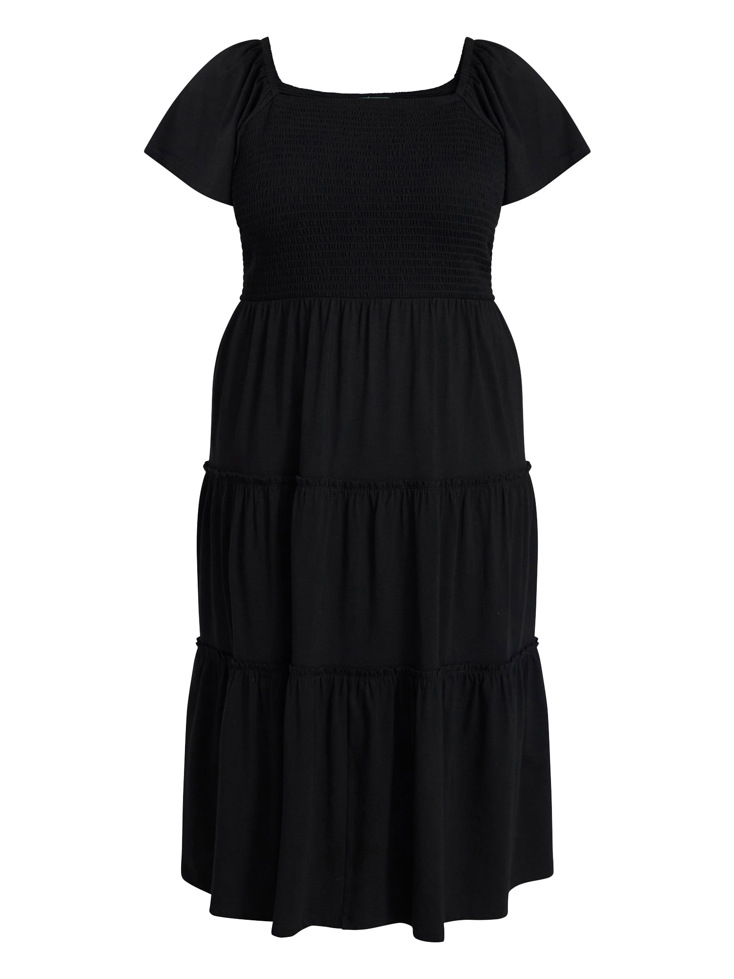 Terra & Sky Women's Plus Size Square Neck Smocked Dress, Sizes 0X-4X