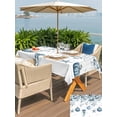 thumbnail image 4 of Outdoor Tablecloth with Umbrella Hole and Zipper, Thanksgiving Coastal Rectangle Table Cloth 60x120 Inch Waterproof Tablecloth, Blue Eucalyptus Pumpkin Starfish Picnic Table Cover for Patio Camping, 4 of 7