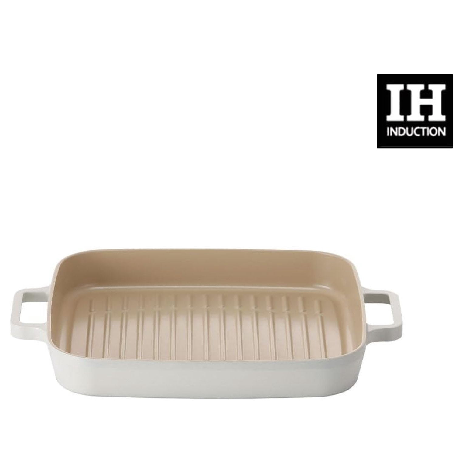 YfulYde FIKA 11inch 28cm Ivory IH Rectangular Grill Pan, Impact Induction Heating