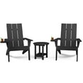 thumbnail image 2 of WINSOON Cup-Holder Adirondack Chair and Table Set 3 PCS Outdoor Patio Chairs, Black Finish, 2 of 7