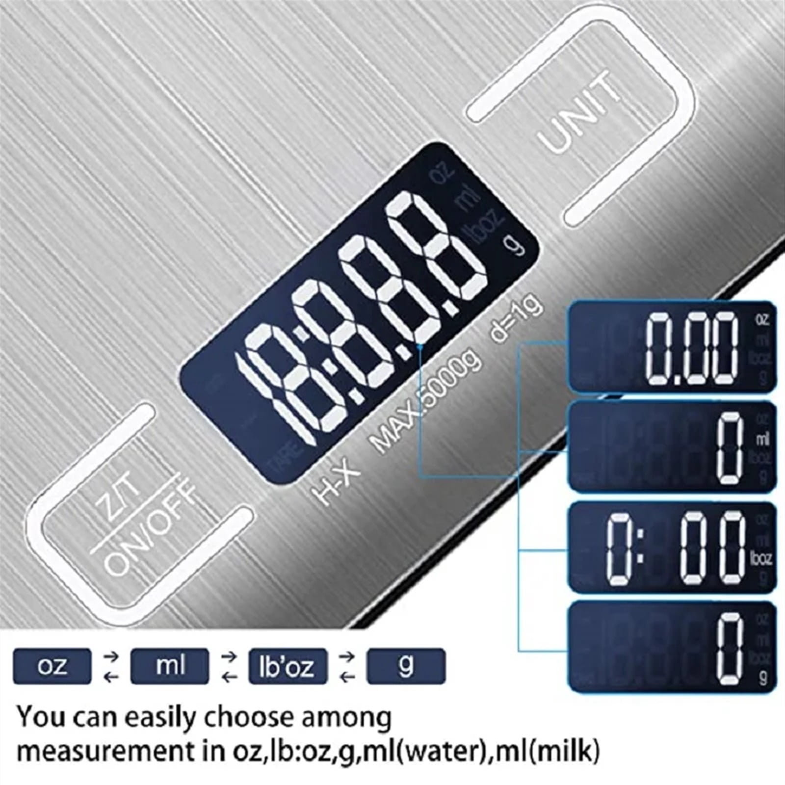 Digital Kitchen Scale, Portable Electronic Digital Scale Stainless Steel Food Weighing Kitchen Coffee Baking Scale