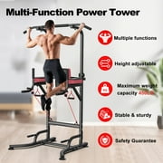 AQUVII Pull Up Rack Bar, 450 LBs Power Tower Dip Bar Station Dip Stand Multi-Function Home Strength Training Fitness Workout Station for Home Gym