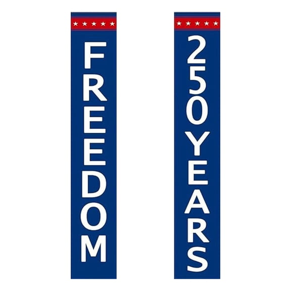 250th Anniversary USA Flag for 4th of July, Set of 2 Vertical Star and Stripe Door Decorations for Independence Day and Memorial Day, 71x12in