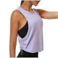 thumbnail image 2 of Jinhomg Ruched Side Tank Tops for Women Running Workout Athletic Top Lightweight Breathable Sleeveless Cut Off Shirts Purple L, 2 of 8