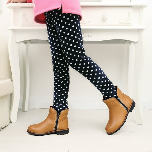 CAIVO Kids Girls Thermal Leggings Winter Base Layer Pants With Cute Heart Leopard Print Designs Soft Warm Fuzzy Tights For Cold Weather Outdoor Activities Trendy Trousers