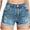 Blue, variant on IROINNID Denim Shorts for Women Denim Button Zipper Short Summer Mid Waist Stretchy Pockets Jean Shorts,Blue