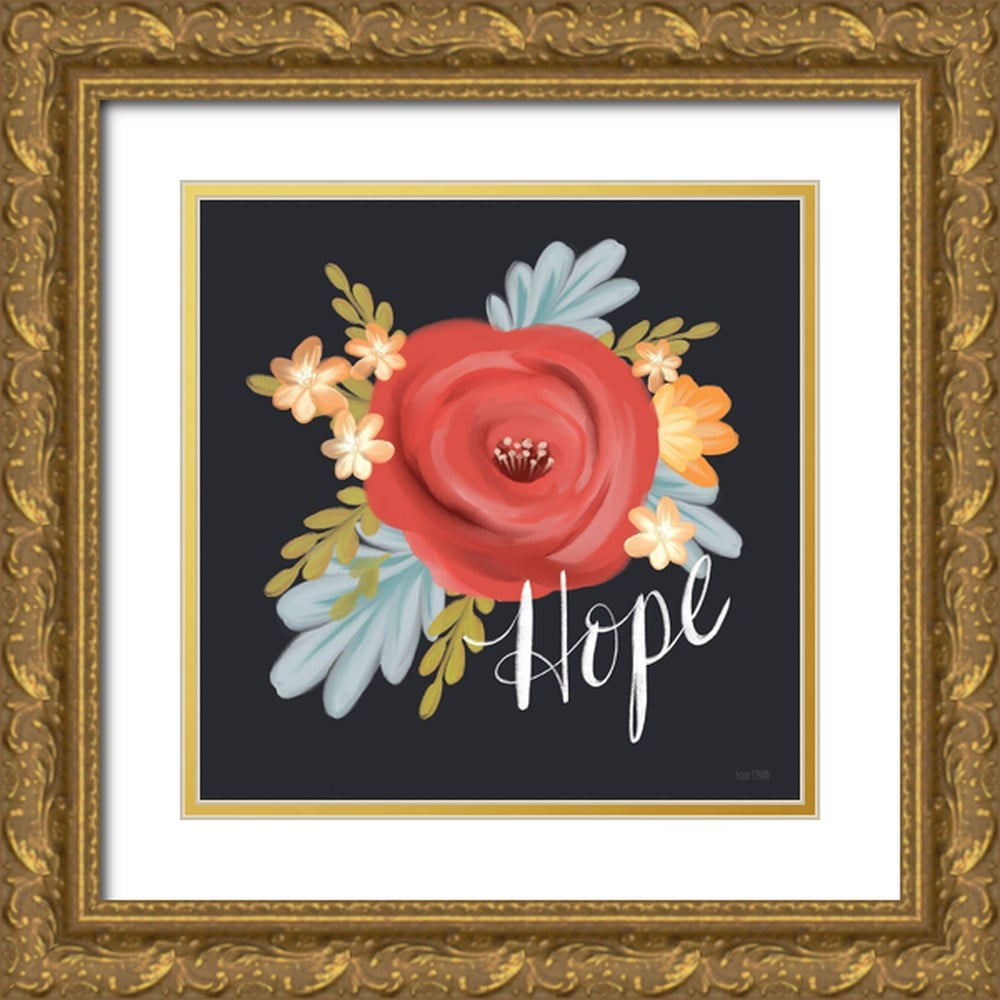 House Fenway 15x15 Gold Ornate Wood Framed with Double Matting Museum Art Print Titled - Hope Floral