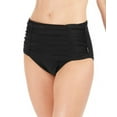 thumbnail image 3 of Calvin Klein Women's  Pleated Stretch High-Waist Bikini Bottom , Black , L, 3 of 4
