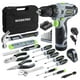 thumbnail image 1 of Kit de herramientas WORKPRO Home con taladro eléctrico, 108 piezas, 12 V, 1,5 Ah, 1 of 9