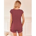 thumbnail image 2 of Conjunto de pijama Ekouaer, ropa de dormir de manga corta para mujer, color vino S, 2 of 5