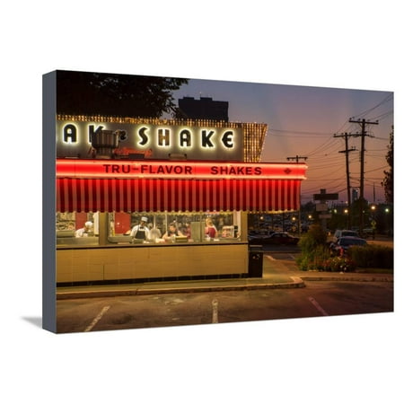 Usa, Midwest, Missouri, Route 66, Springfield, Steak 'N Shake Restaurant Stretched Canvas Print Wall Art By Christian